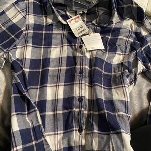 beachlunchlounge Navy and White Plaid Shirt